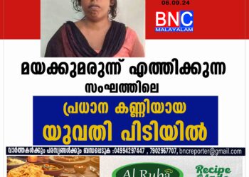 മയക്കുമരുന്ന് എത്തിക്കുന്ന സംഘത്തിലെ പ്രധാന കണ്ണിയായ യുവതി പിടിയിൽ