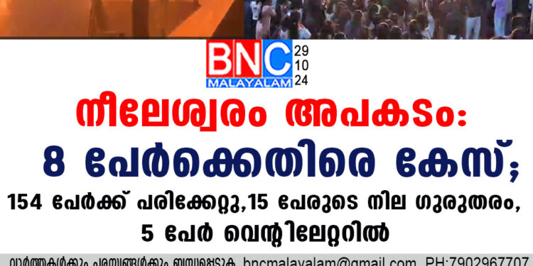 നീലേശ്വരം അപകടം: 8 പേർക്കെതിരെ കേസ്