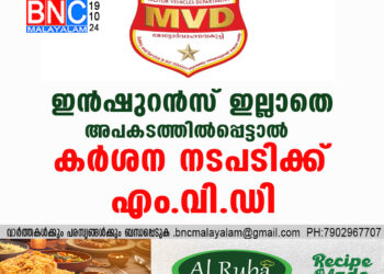 ഇൻഷുറൻസ് ഇല്ലാതെ അപകടത്തിൽപ്പെട്ടാൽ കർശന നടപടിക്ക് എംവിഡി