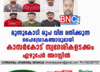 മൂന്നുകോടി രൂപ വില മതിക്കുന്ന ഹൈഡ്രോകഞ്ചാവുമായി കാസർകോട് സ്വദേശികളടക്കം ഏഴുപേർ അറസ്റ്റിൽ