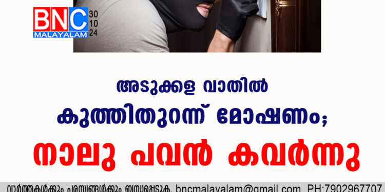 അടുക്കള വാതിൽ കുത്തിതുറന്ന് മോഷണം; നാലു പവൻ കവര്‍ന്നു