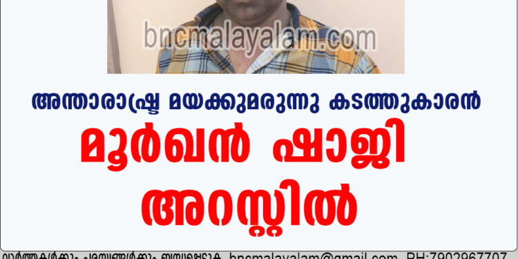 അന്താരാഷ്ട്ര മയക്കുമരുന്നു കടത്തുകാരൻ മൂർഖൻ ഷാജി അറസ്റ്റിൽ