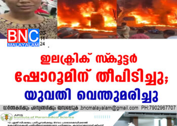 ഇലക്ട്രിക് സ്‌കൂട്ടര്‍ ഷോറൂമിന് തീപിടിച്ചു; യുവതി വെന്തുമരിച്ചു