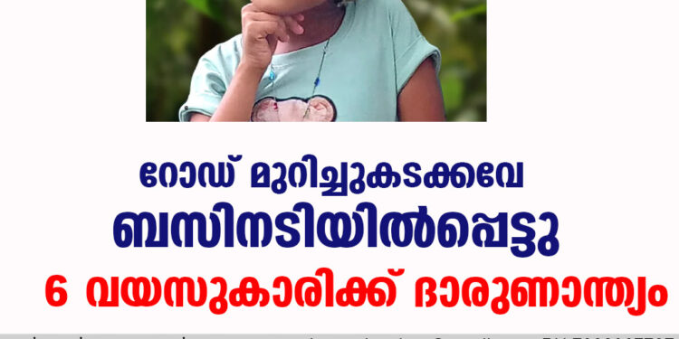 റോഡ് മുറിച്ചുകടക്കവേ ബസിനടിയിൽപ്പെട്ടു 6 വയസുകാരിക്ക് ദാരുണാന്ത്യം