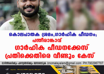 കൊലപാതക ശ്രമം, ഗാര്‍ഹിക പീഡനം; പന്തീരാങ്കാവ് ഗാര്‍ഹിക പീഡനക്കേസ് പ്രതിക്കെതിരെ വീണ്ടും കേസ്