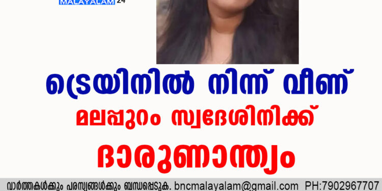 ട്രെയിനിൽ നിന്ന് വീണ് മലപ്പുറം സ്വദേശിനിക്ക് ദാരുണാന്ത്യം