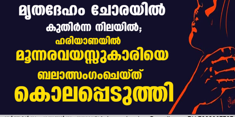 മൃതദേഹം ചോരയില്‍ കുതിര്‍ന്ന നിലയിൽ; ഹരിയാണയിൽ മൂന്നരവയസ്സുകാരിയെ ബലാത്സംഗംചെയ്ത് കൊലപ്പെടുത്തി