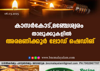 കാസർകോട്, മഞ്ചേശ്വരം താലൂക്കുകളിൽ ‌അരമണിക്കൂർ ലോഡ് ഷെഡിങ്